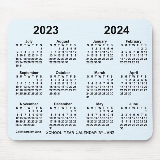 Schooljaar 2023-2024 door Janz Alice Blue Muismat (Voorkant)