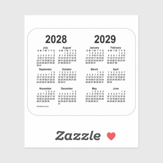 Schooljaar 2028-2029 Agenda van Janz Transparant Sticker (Vel)