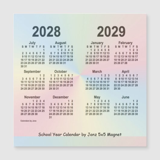 Schooljaar 2028-2029 Rainbow-agenda van Janz (Voorkant)