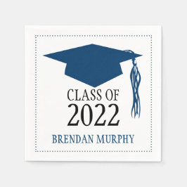 Schooljaar Navy Blue Afstuderen Mortarboard Servetten