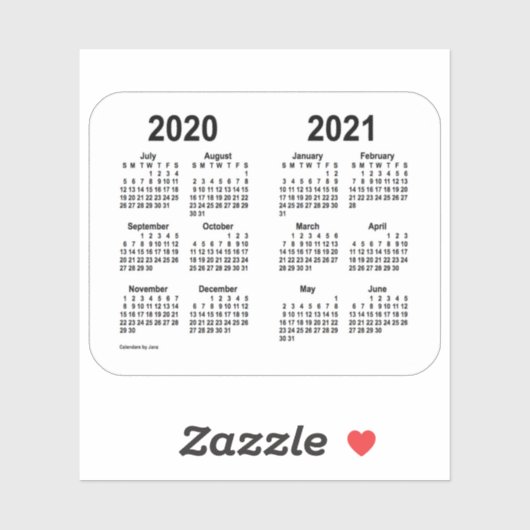 Schooljaarkalender 2020-2021 door Janz Transparant Sticker (Vel)
