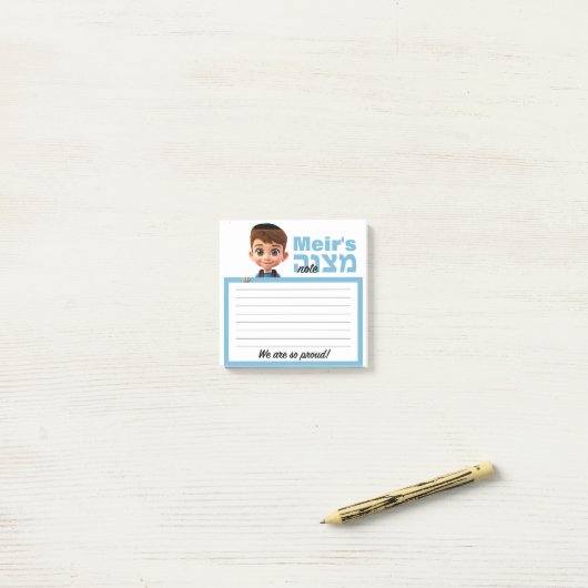 schooljongen mitswa plaknotitie post-it® notes (Op bureau)