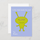 Schoolkaart voor kinder Valentijn met buitenaards Kaart (Voorkant / Achterkant)