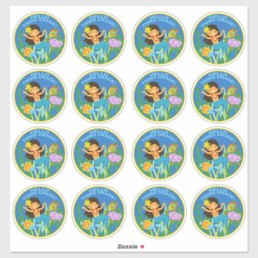 Schoolkaartjes Hallo derde klas! Sticker (Vel)