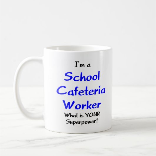 schoolkantine medewerker koffiemok (Links)