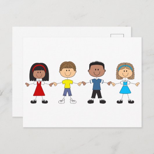Schoolkinderen Briefkaart (Voorkant / Achterkant)