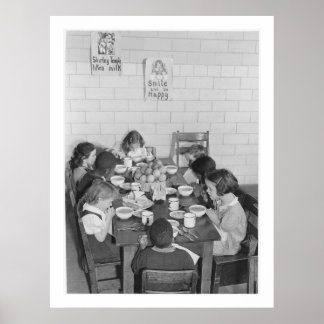 Schoolkinderen die luiaard eten - Vintage Poster