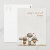 Schoolkinderen met grootvader briefkaart (Voorkant / Achterkant)