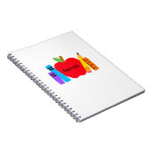 Schoolkinderen NAAM Apple Boeken Student Leuk Notitieboek (Rechterzijde)