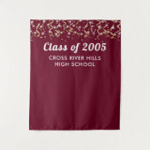 Schoolklas Jaar Maroon Gold Custom Achtergrond Wandkleed (Voorkant)