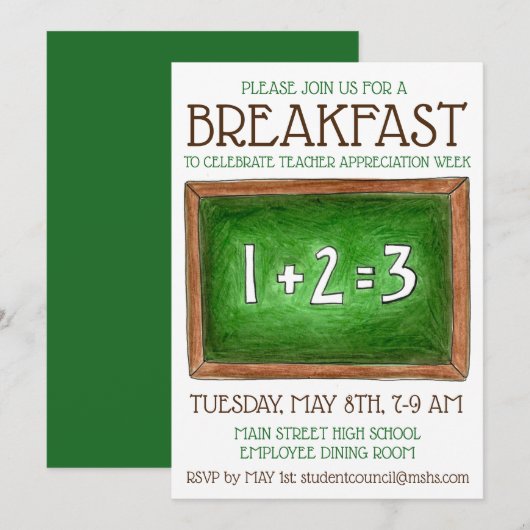 Schoolklaslokaal Chalkboard lerarenwaardering Kaart (Voorkant / Achterkant)