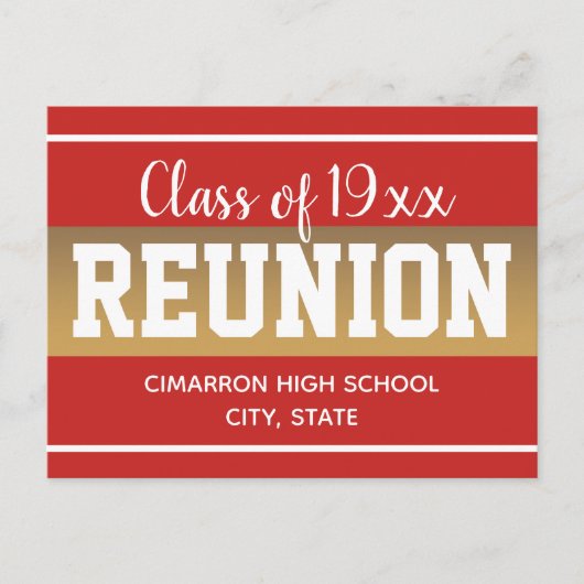 Schoolklasse reünie Red de datum rood Aankondigingskaart (Voorkant)