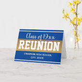 Schoolklasse Reunion Save the Date Blue Card Kaart (Gele Bloem)