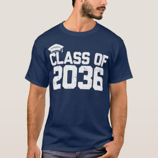 Schoolklasse van 2036 groeit met handafdrukruimte t-shirt