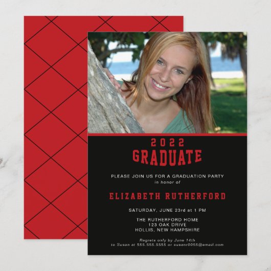 Schoolkleuren 20XX Afstuderen fotokaart Kaart (Voorkant / Achterkant)