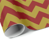Schoolkleuren Chevron Gift Wrap-Maroon en Gold Cadeaupapier (Rol Hoek)