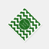Schoolkleuren-Chevron, groen en wit- Servetten (Hoek)