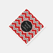 Schoolkleuren-Chevron, rood, wit en zwart- Servet (Hoek)
