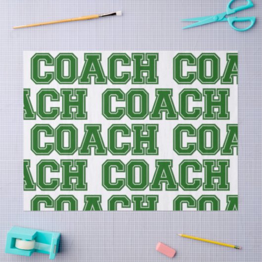 Schoolkleuren COACH Varsity Letters-Green-White Tissuepapier (Craft)