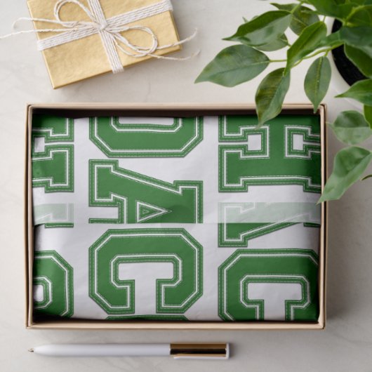 Schoolkleuren COACH Varsity Letters-Green-White Tissuepapier (Geschenk)