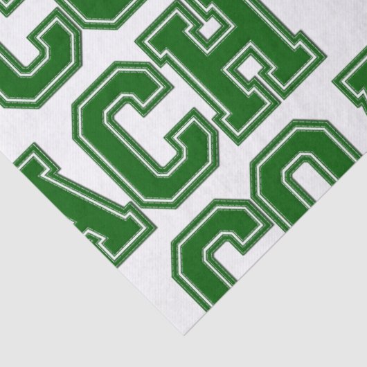 Schoolkleuren COACH Varsity Letters-Green-White Tissuepapier (Detail)