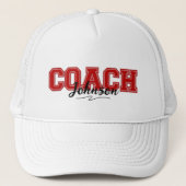 Schoolkleuren, gepersonaliseerd Coach-Red en White Trucker Pet (Voorkant)