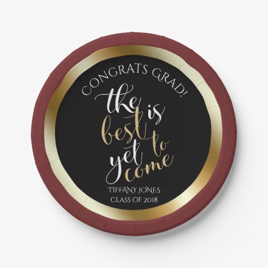 Schoolkleuren Het beste moet nog komen Afstudeerde Papieren Bordje (Voorkant)