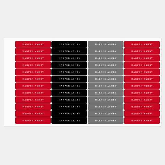 Schoolkleuren Moderne waterdichte naam Labels (Vel)