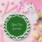 Schoolkleuren-Monogram Chevron Green-White- Papieren Bordje (Feest)