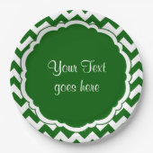 Schoolkleuren-Monogram Chevron Green-White- Papieren Bordje (Voorkant)