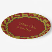 Schoolkleuren-Monogram Chevron Maroon-Gold- Papieren Bordje (Gekanteld)