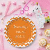 Schoolkleuren-Monogram Chevron Oranje-White- Papieren Bordje (Feest)