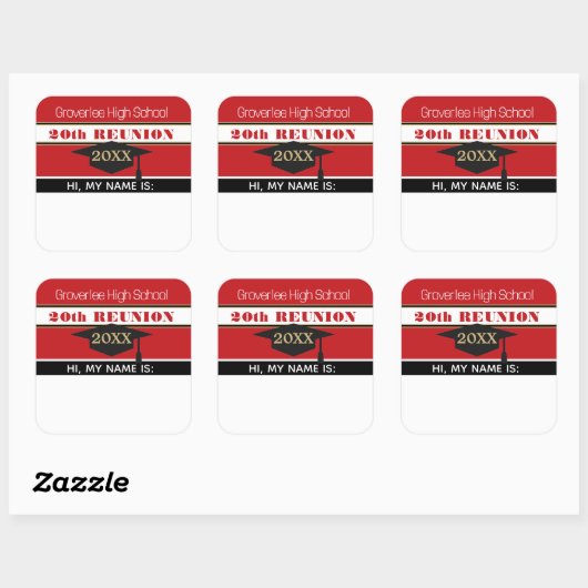 Schoolkleuren! Naam klasse reünie tag Sticker (Vel)