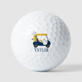 Schoolkleuren - Navy Blue & Gold Golf Winkelwagen Golfballen (Voorkant)