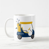 Schoolkleuren - Navy Blue & Gold Golf Winkelwagen Koffiemok (Links)