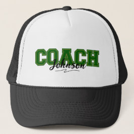 Schoolkleuren op maat van Coach-Green en Gold Trucker Pet