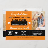 Schoolkleuren, Oranje zwart Afstuderen Aankondiging (Voorkant / Achterkant)