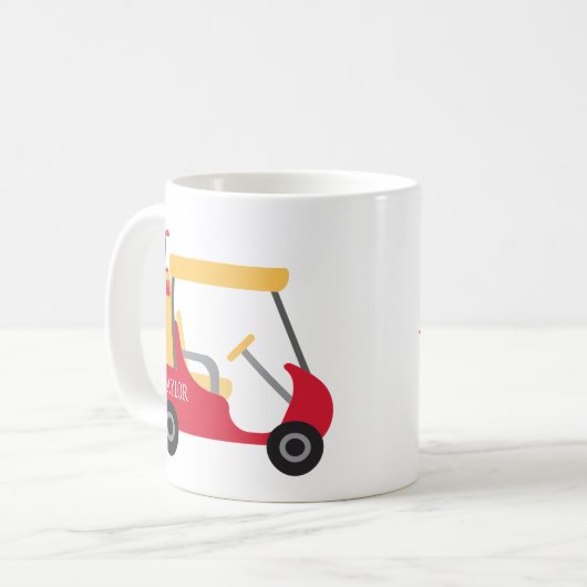 Schoolkleuren - Rode & Gouden Golfkar Koffiemok (Voorkant links)