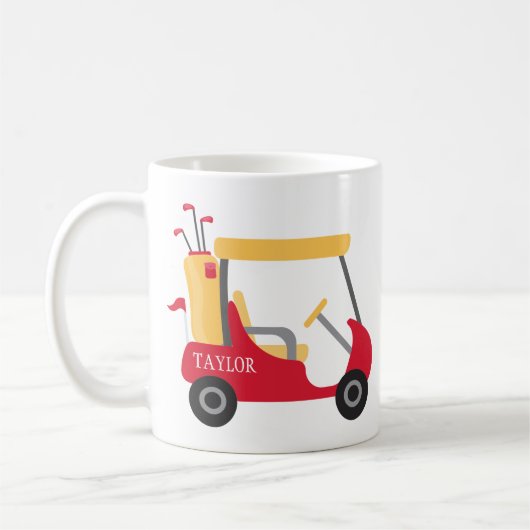 Schoolkleuren - Rode & Gouden Golfkar Koffiemok (Links)