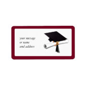 Schoolkleuren rood voor de Afstuderen Etiket (Voorkant)