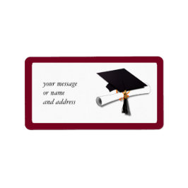 Schoolkleuren rood voor de Afstuderen Etiket