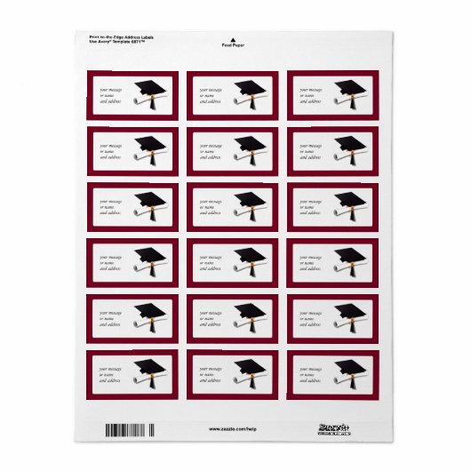 Schoolkleuren rood voor de Afstuderen Etiket (Full Sheet)