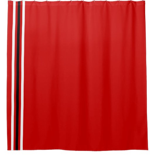 Schoolkleuren Rood Wit Zwart Douchegordijn (Voorkant)
