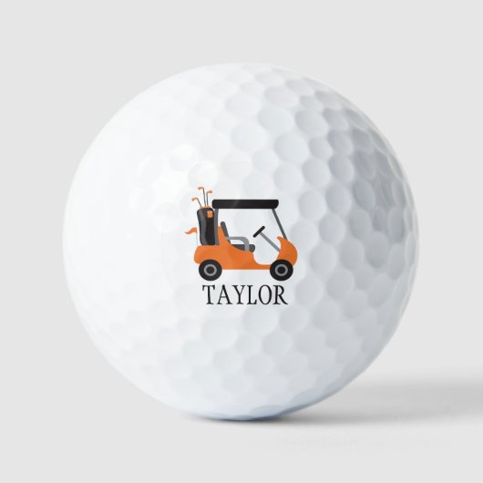 Schoolkleuren - Sinaasappel & Zwart Golfkar Golfballen (Voorkant)