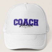 Schoolkleuren, speciaal ontworpen voor coach-blauw trucker pet (Voorkant)