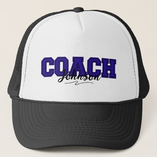 Schoolkleuren, speciaal ontworpen voor coach-blauw trucker pet (Voorkant)