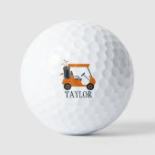 Schoolkleuren - Verbrande Oranje golfkar Golfballe Golfballen (Voorkant)