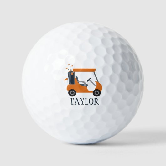 Schoolkleuren - Verbrande Oranje golfkar Golfballe Golfballen (Voorkant)