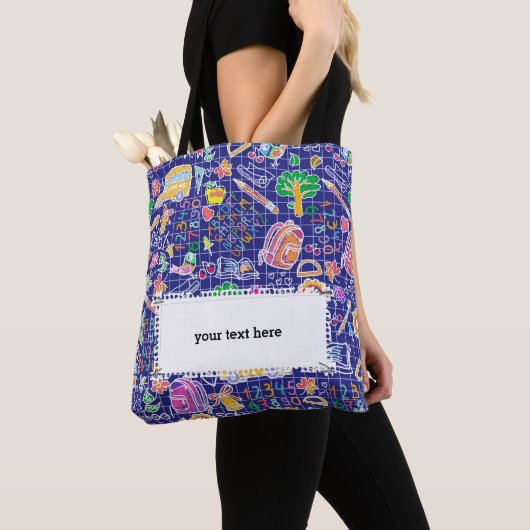 Schoolkleurig patroon tote bag (Dichtbij)