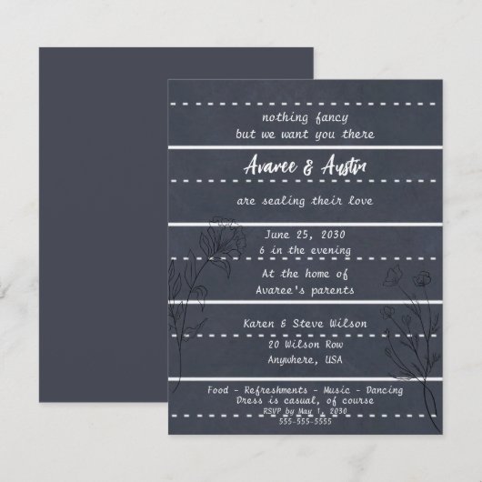 Schoolkrijtbord Casual Trouw Uitnodiging (Voorkant / Achterkant)